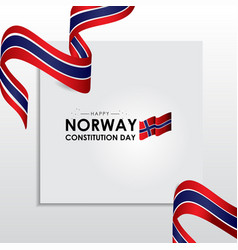 Norway Constitution Day With Ribbon And Flag