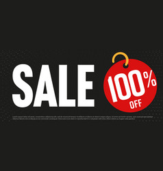 Black Sale Banner With 100 Percent Off Price Tag