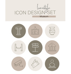 Linestyle Icon Design Set Museum