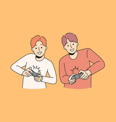 Happy Guys Have Fun Playing Video Games