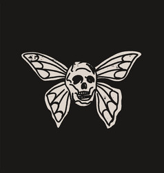 Vintage Hand Drawing Skull Butterfly