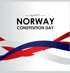 Norway Constitution Day With Ribbon And Flag