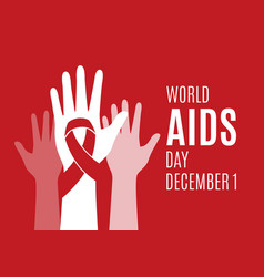 World Aids Day Banner With Human Hands Up Icon