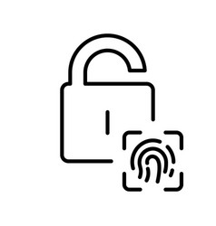 Lock With Fingerprint Id Line Icon Finger Print