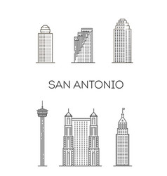 San Antonio Detailed Monuments Silhouette