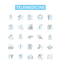 Telemedicine Line Icons Set Telehealth