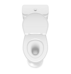 White Toilet With Open Cap Top View Realistic