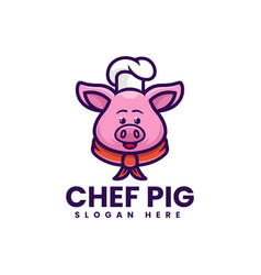 Logo Chef Pig Mascot Cartoon Style