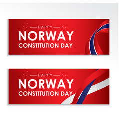 Norway Constitution Day With Ribbon And Flag