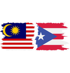 Puerto Rico And Malaysia Grunge Flags Connection