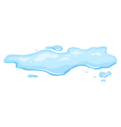 Water Spill Puddle Blue Liquid Shape In Flat