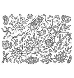 Set Of Doodle Line Bacteria