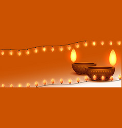 Shubh Deepavali Banner With Bunting Liights