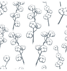 Cotton Plant Seamless Pattern Sprigs