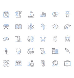 Doctor Visit Line Icons Collection Diagnosis