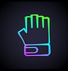 Glowing Neon Line Mma Glove Icon Isolated