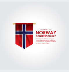 Norway Constitution Day With Ribbon And Flag