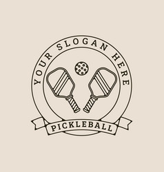 Pickleball Tournament Line Art Logo With Emblem