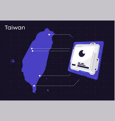 Taiwan Map With Computer Chip