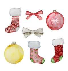 Watercolor Set Of Christmas Decorations