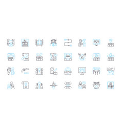 Conference Linear Icons Set Nerking Speakers