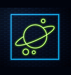 Glowing Neon Line Planet Saturn With Planetary