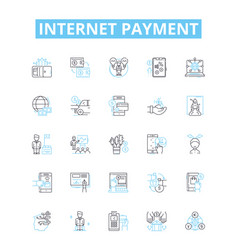 Internet Payment Line Icons Set Online