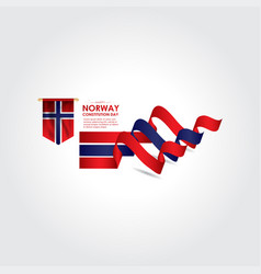 Norway Constitution Day With Ribbon And Flag