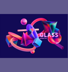 3d Color Geometric Shapes In Glass Morphism Style