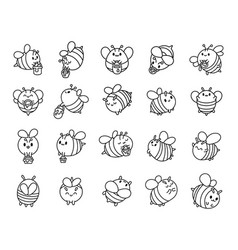 Cartoon Cute Bee Character Coloring Page Kawaii