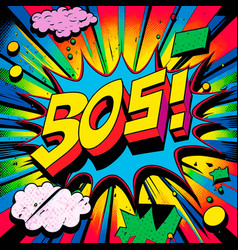 Cartoon Sign Of Burst Clouds With The Word Sos