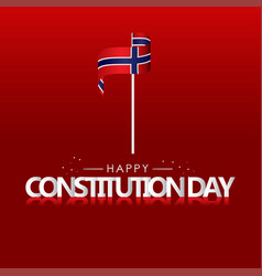 Norway Constitution Day With Ribbon And Flag