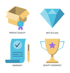 Product Quality And Warranty Flat Icon Set