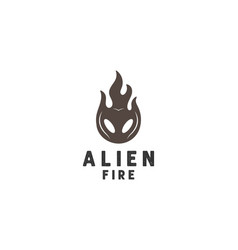 Vintage Black Alien Ghost Burn Fire Flame Logo