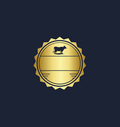 Cow Farm Emblem Gold Logo