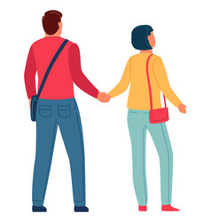 Man And Woman Holding Hands Happy Couple Back