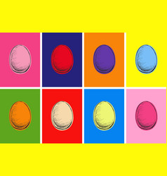 Set Of Colored Eggs Pop Art