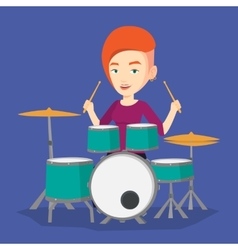 Woman Playing On Drum Kit