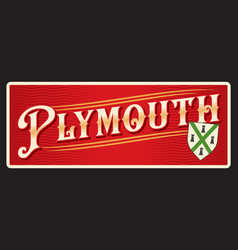 Plymouth English City Old Travel Plate