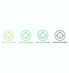 Safe For Children Line Green And Black Icon Set