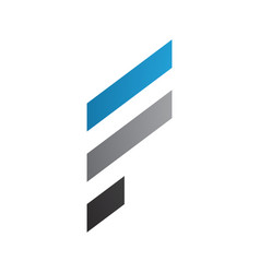 Blue And Grey Letter F Icon With Diagonal Stripes