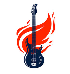 Heavy metal emblem with electric guitar logo Vector Image