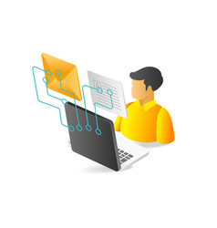 Flat Isometric 3d Concept Of Processing Data