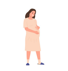 Happy Smiling Young Pregnant Woman Cartoon