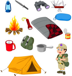 Camping adventure set Royalty Free Vector Image