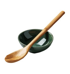 Wooden Spoon In Rustic Kitchen Bowl