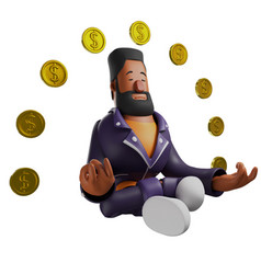 Beard Man 3d Cartoon On Yoga Poses Wi