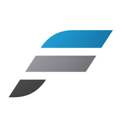 Blue And Grey Letter F Icon With Horizontal