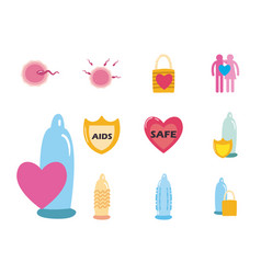 Sexual Heath Flat Style Set Icons Design