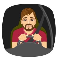 Sleepy Male Driver Dozing Off While Driving